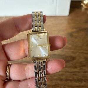 Victoria Hyde Two-Tone Rectangular Bracelet Watch - Gold & Silver